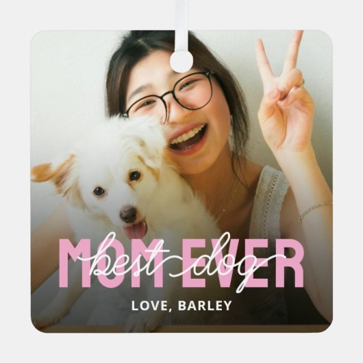 犬最高のの母がペットで撮影 メタルオーナメント (正面)