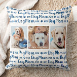 犬最高のの母がペットパーソナライズされた写真 クッション<br><div class="desc">犬最高のの母さん…彼女のお気に入りの誕生日、母の日またはクリスマスであるかどうか、あなたの犬の母を驚かせすごいるこの写真のカスタム枕。カスタマイズお気に入りの犬の写真を3枚、中央の写真を名前とパーソナライズされたして作った犬枕。両面 – 背面は犬のマママレ最高のンを持っているポーププリント付きパターン！犬素晴らしからの贈り物。COPYRIGHT © 2020 Judy Burrows,  Black Dog Art - All Rights Reserved.犬最高の母エバーおもしろいブルーフォト装飾用クッション</div>
