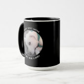 犬最高のの母が可愛い白い子犬の黒の写真 マグカップ (正面左)