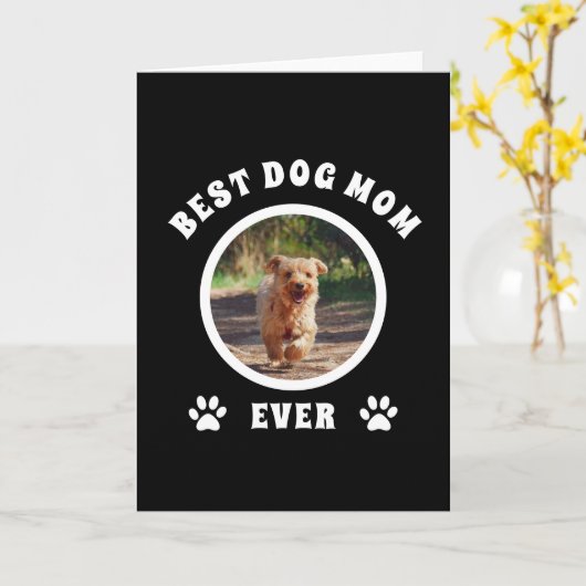 犬最高のの母が撮カスタム影パーソナライズされた カード (黄色い花)