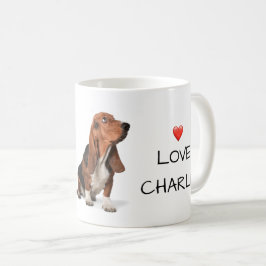 犬最高のの母さん。今まで。Basset Hound Love Name写真 コーヒーマグカップ