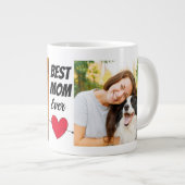 犬最高のの母さん…2枚のパーソナライズされた写真 ジャンボコーヒーマグカップ (正面右)