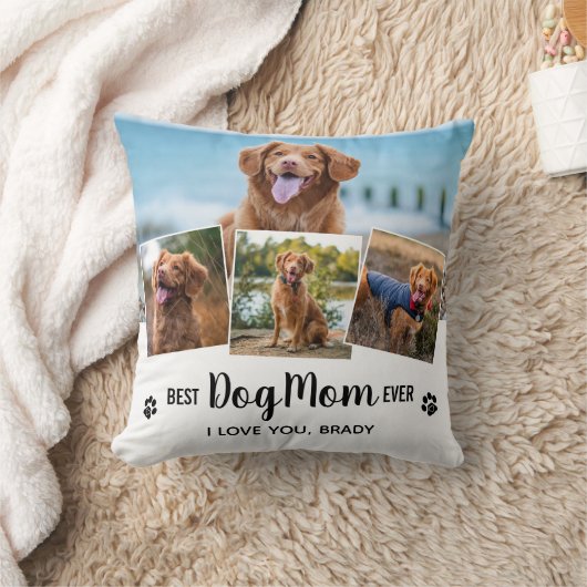犬最高のの母のホワイトフォトコラージュ クッション (ブランケット)