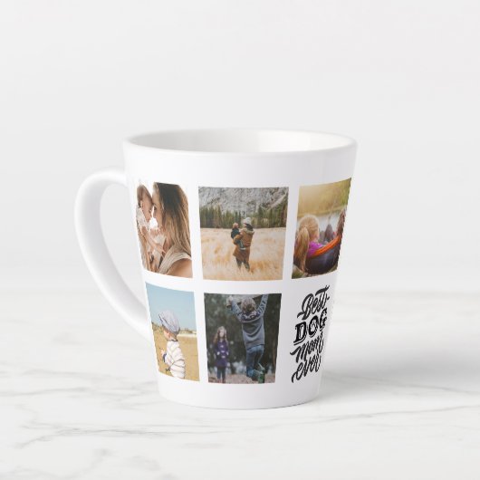 犬最高のの母は写真パーソナライズされたコラージュ カフェラテマグ (左アングル)
