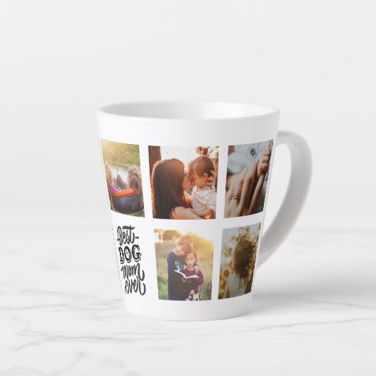 犬最高のの母は写真パーソナライズされたコラージュ カフェラテマグ (右アングル)