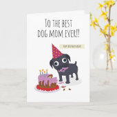 犬最高のの母は常に、お誕生日ケーキのおもしろい黒いpug カード (黄色い花)