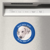 犬最高のパパかわいい白い子犬の青 マグネット (インサイチュ (食洗機))