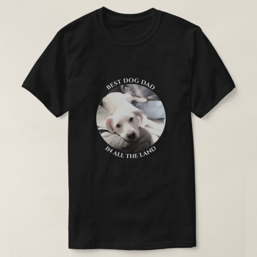 犬最高のパパの甘い白い子犬黒の写真 Tシャツ (デザイン正面)
