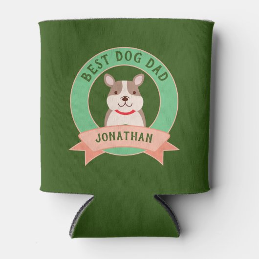 犬最高のパパはおもしろい牛フランスの犬の犬 缶クーラー (正面)