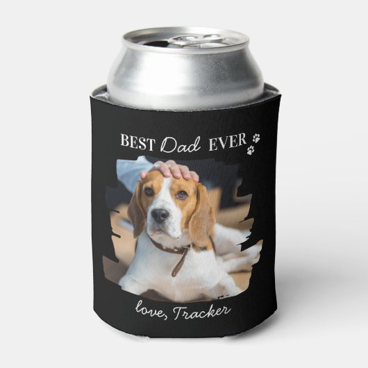 犬最高のパパエバパーソナライズされたトレンディーペット写真 缶クーラー (缶正面)