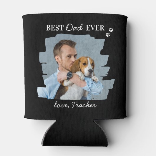 犬最高のパパエバパーソナライズされたトレンディーペット写真 缶クーラー (裏面)