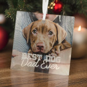 犬最高のパパエバモダンカスタムペット写真 ガラスオーナメント