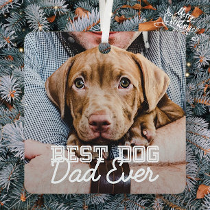 犬最高のパパエバモダンカスタムペット写真 メタルオーナメント