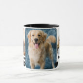 犬最高のパパカスタム写真モダンと犬の名前 マグカップ (中央)