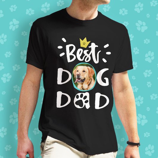 犬最高のパパペットフォトポープリントホワイト文字おもしろい Tシャツ