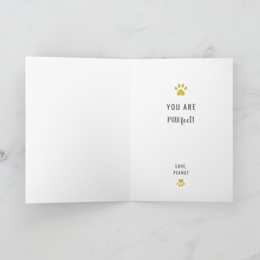 犬最高のパパペット写真かわいいタイポグラフィ父親の日 カード (内部)