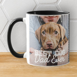 犬最高のパパモダン写真カスタムと犬の名前 ツートーンマグカップ