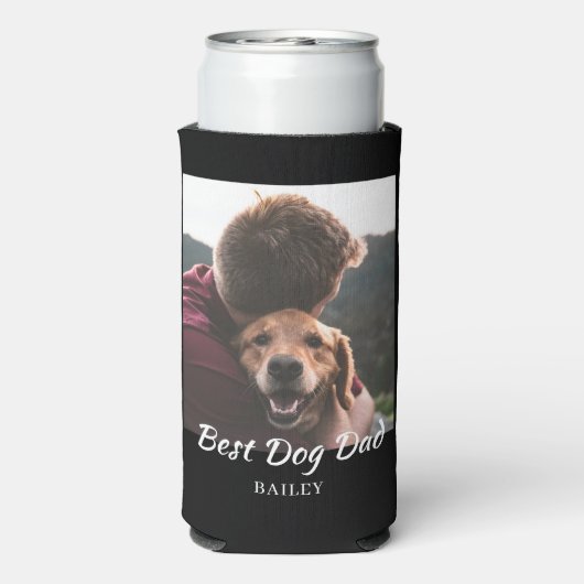 犬最高のパパ写真パーソナライズされた スリム缶クーラー (Seltzer裏面)