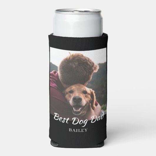 犬最高のパパ写真パーソナライズされた スリム缶クーラー (Seltzer正面)