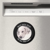 犬最高のパパ写真可愛い白い子犬の黒 マグネット (インサイチュ (食洗機))