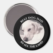 犬最高のパパ写真可愛い白い子犬の黒 マグネット (正面/裏面)