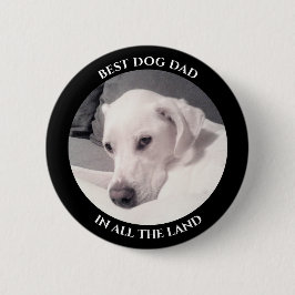 犬最高のパパ写真可愛い白い子犬の黒 缶バッジ