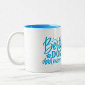 犬最高のパパ名ペットフォトブルー ツートーンマグカップ (左)