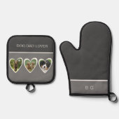 犬最高のパパ恋人と3犬写真 鍋つかみ&鍋敷きセット (正面)