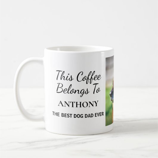 犬最高のパパ撮パーソナライズされた影 コーヒーマグカップ (左)