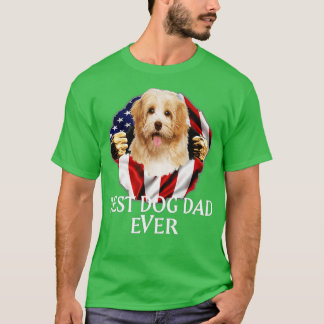 犬最高のパパCAVACHON犬アメリカ国旗 Tシャツ