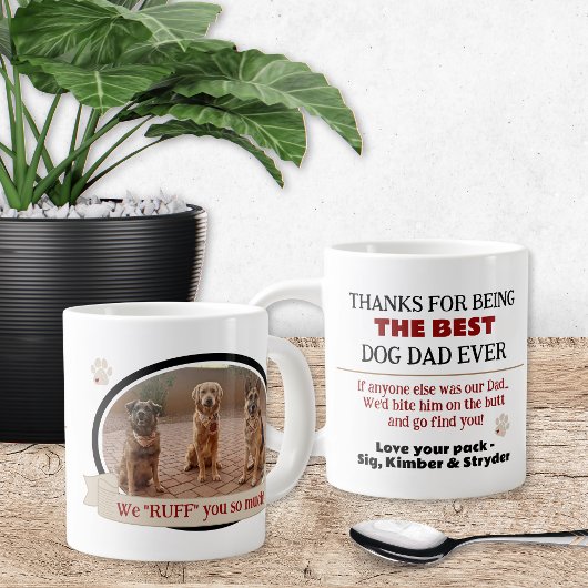 犬最高のパパEverおもしろい Coffee Mugと写真 ジャンボコーヒーマグカップ