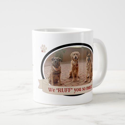 犬最高のパパEverおもしろい Coffee Mugと写真 ジャンボコーヒーマグカップ (正面右)