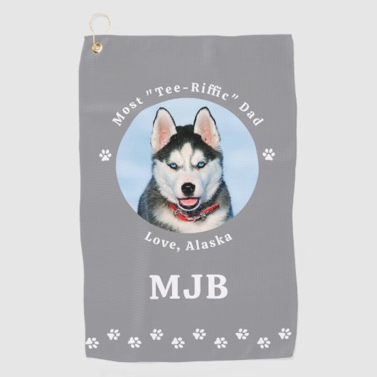 犬最高のパパEverパーソナライズされた Pet Photo ゴルフタオル (正面)
