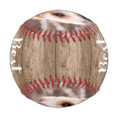 犬最高のパパEver 2フォトコラージュ素朴ウッド 野球ボール (裏面)