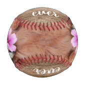 犬最高のパパEver 2フォトコラージュ素朴ウッド 野球ボール (正面)