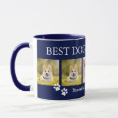 犬最高のパパEver 5 Photo Collage Pet Name Blue マグカップ (左)