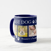 犬最高のパパEver 5 Photo Collage Pet Name Blue マグカップ (正面左)
