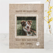 犬最高のパパEver Burlap Photo Father's Day カード (黄色い花)