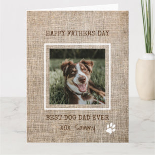 犬最高のパパEver Burlap Photo Father's Day カード