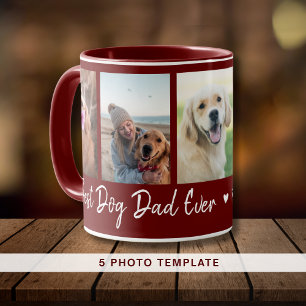 犬最高のパパEver Pet 5フォトコラージュマルーン マグカップ