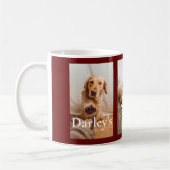 犬最高の友達かわいい3写真家族の名前 コーヒーマグカップ (左)