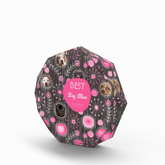 犬最高の母かわいいピンクのハート花写真コラージュ フォトブロック (右)