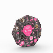 犬最高の母かわいいピンクのハート花写真コラージュ フォトブロック (左)