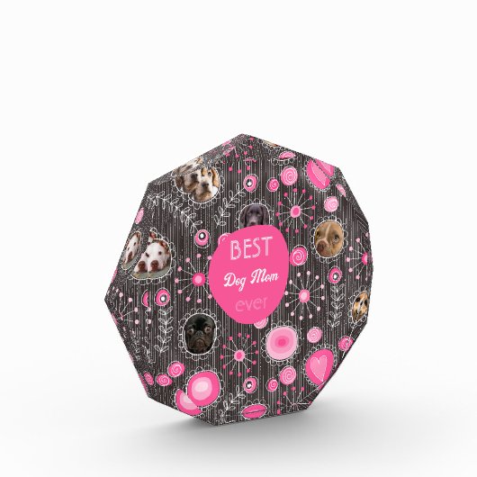 犬最高の母かわいいピンクのハート花写真コラージュ フォトブロック (左)