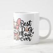 犬最高の母が常にフランス語をパーソナライズ ジャンボコーヒーマグカップ (右)