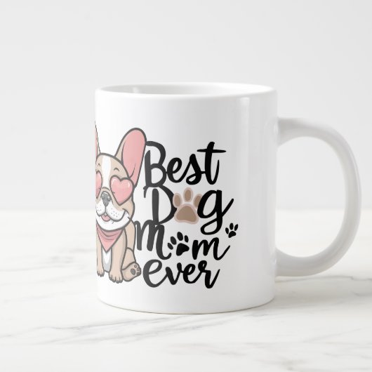 犬最高の母が常にフランス語をパーソナライズ ジャンボコーヒーマグカップ (右)