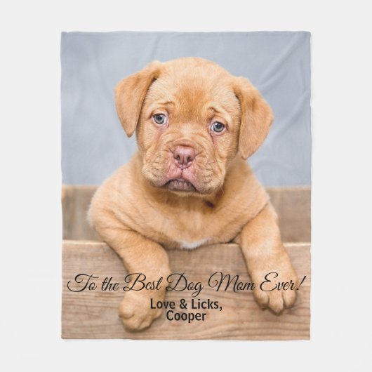 犬最高の母が母の日の写真とカスタム文字 フリースブランケット (正面)