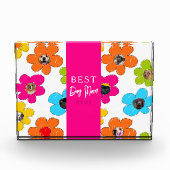 犬最高の母が花カラフル写真コラージュ フォトブロック (正面)