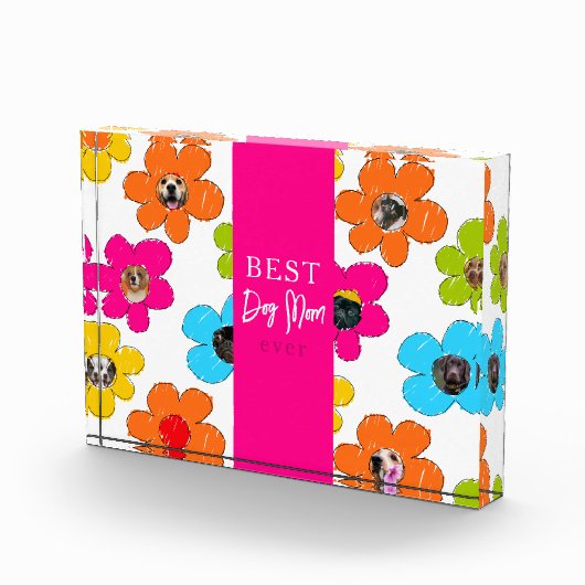 犬最高の母が花カラフル写真コラージュ フォトブロック (右)