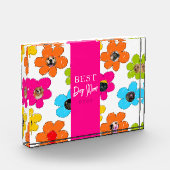 犬最高の母が花カラフル写真コラージュ フォトブロック (左)